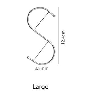 10PCS Stainless Steel S-shaped Hook Stainless Steel S Hook Wire Diameter 2.8mm Kitchen Hook Bathroom Solid Hook Durable No Magnetic No Rust