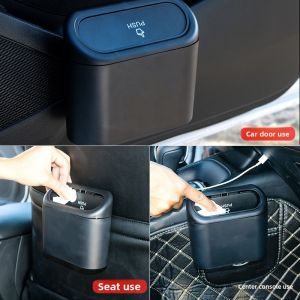 For Mazda BT-50 CX-60 CX60 2020~2025 Car Trash Bin Black Plastic Square Pressing With Lid Portable Hanging Trash Can Accessories