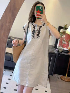 Shalldoer | Elegant Casual Floral Print Dress Womens Mid-Length A-Line Skirt Summer Season Versatile Short Sleeve Natural Waist Design