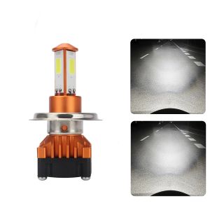 KEVANLY | 1PCS Motorcycle H4 LED Bulbs 75W White Yellow High Bright Lights High Low Beam LED Headlight with Cooling Fan Headlamps