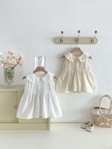 Summer Baby Girls Pinafore Dress 9M-4T Solid Color Cotton Toddler Sleeveless Dress Thin Kids Princess Dress