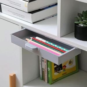 1 Pc Self-Adhesive Table Drawer Storage Box ABS Under Desk Stationery Organizer Tray Invisible Storage Box Makeup Holder