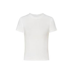 IELGY Slim fit short sleeved T-shirt with white round neck elastic top