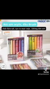 Bút Acrylic CAO CẤP 1 đầu Brush tone màu pastel 1 vĩ 6 cây 6 màu.