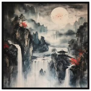 Tranh treo tường tranh dán tường Canvas tranh phong cảnh thủy mặc sơn thủy hữu tình. CGI-348