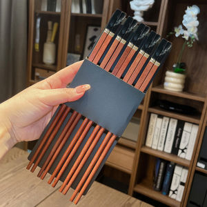 Reusable 5Pairs Red Sandalwood Tableware Handmade Japanese Natural Wood Chopsticks Sushi Food Multi Color Wooden Chop Sticks