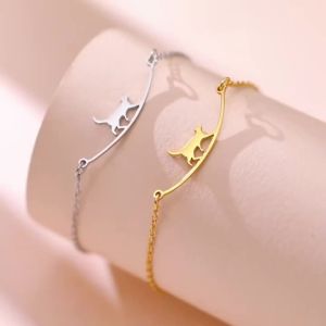 Lemegeton Lovely Walking Cat Aircraft Charms Anklet Foot Bracelet for Women Animal Kitten Chain Stainless Steel Jewelry Gift