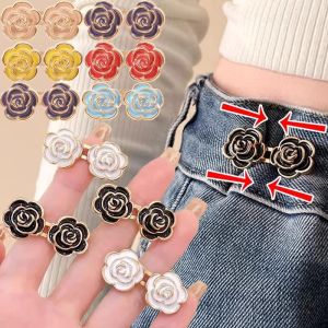Rose Waist Buckle Women Tighten Jeans Waistband Clasp Multicolor Clothing Pants Shrink Waistline Snap Flower Shape Waist Button