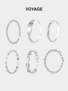 Six-Piece Set Adjustable Niche Design Ring Female Fashion Personalized Index Finger Accessible Luxury Fancy Simple Bracelet Ring Girl