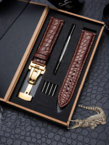 SHI SHI | Genuine Alligator Leather Butterfly Clasp Watch Strap