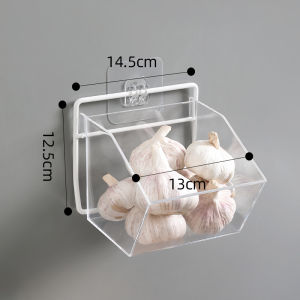 No-Drill Kitchen Storage Box Rack Garlic Onion Spice Holder Anti-Mold Plastic Wall-Mounted Shelf Efficient Cooking Utensils
