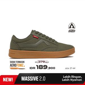Aerostreet 37-44 Massive Low 2.0 Olive Gum - Sepatu Sneakers Casual