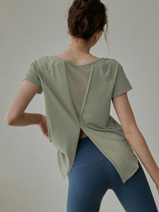 เสื้อออกกำลังกายโยคะสำหรับผู้หญิง แขนสั้น ระบายอากาศได้ดี แห้งเร็ว วิ่ง ออกกำลังกาย ฟิตเนส ผ้าตาข่าย หลวม แขนสั้น ฤดูร้อน 2024