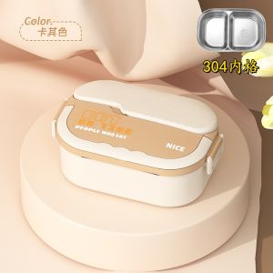 Insulated 304 Stainless Steel Lunch Box Creative Cartoon School Meal Box Portable Bento Box Dining Hall Plate for Students