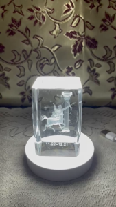 Premium 3D Engraved Sagittarius Crystal Block Nightlight Wireless Smart Motion Sensor LED Lamp Base Personalized Birthda