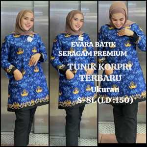 TUNIK KORPRI TERBARU KATUN C40S KERAH HITAM LAPIS PURING