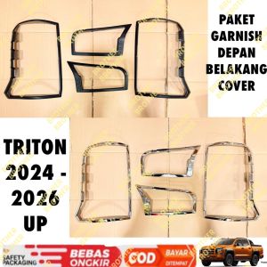 Paket Garnish Lampu Depan Belakang New Triton 2024 2025 2026 Hitam Chrome