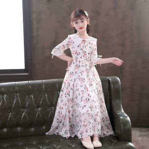 Long Floral Princess Party Dress for Girls 5-16Y Summer Elegant Bohemian Chiffon Maxi Dresses Teenage Girl Holiday Clothes 13 14