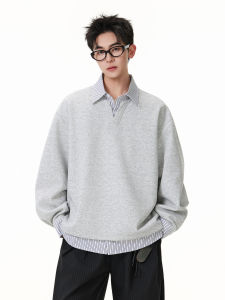 WUKONGYOUHUO | Áo Hoodie Đôi Vintage Giả Hai Mảnh Rộng Rãi