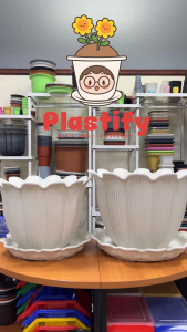 กระถางต้นไม้ Beauty ไซส์ใหญ่ ทรงดอกไม้ พร้อมจานรอง ขนาด 18 นิ้ว 21 นิ้ว มีให้เลือก 5 สี