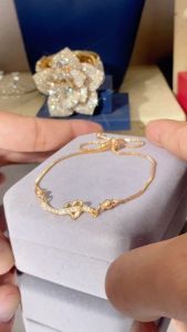 Y798 【COD】Gelang Lapis Emas 18k Tangan Wanita Simple Heart Gelang Titanium Serut Wanitan Anti Karat