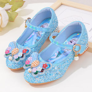 BKAOB | Elegant Frozen-themed Princess Shoes Crystal Shoes for Girls Silver-White