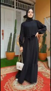 Gamis Abaya Turkey Dress Turki Baju Muslim Wanita Arab Dubai Aqila Swarozsky Dewasa Warna Hitam Jetblack Bordir Terbaru 2022 Viral Kekinian Simple Elegan Mewah YM deFashion