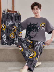 ANZHAOQI | Cotton Cartoon Short Sleeve Long Pants Pajama Set