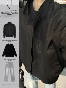 American Style Pilot Jacket Set Mens Short Coat Autumn Complete Matching Cleanfit Shape Fashionable Youth Long Pants