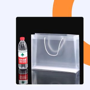 Polypropylene PP Plastic frosted PVC Transparent tote Shopping Bags Square Bottom Bag With handle