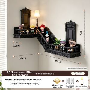 ARTPIONEER | Glowing Staircase Corner Display Rack for Blind Boxes and Action Figures with Micro Landscape Decoration