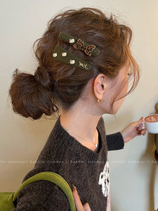 Elegant Leopard Print Cat Hair Clip Womens Side Bangs Hair Accessories Butterfly Knot Cat Ear Hairpin Front Hair Decoration