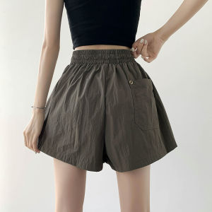 American Style High Waist Asymmetrical Work Pants Women Summer Cool Trendy A-Line Sports Shorts Casual Outerwear Polyester Fiber