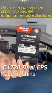 Lốp xe đạp thể thao CST 700x32C(32-622) Ciudad Dual EPS chống mài mòn chống đinh C1720 săm cst hàng nhập khẩu