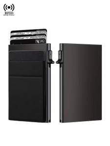 RFID Blocking Pop-up Business Card Holder Card Wallet Minimalist Wallet Luxury Metal Bank Credit ID Cardholer Case for Men Women