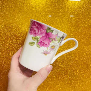 Rose Floral Ceramic Coffee Mug Office Cup with Spoon Meeting Tea Cup High Temperature Resistant Hygienic Home Use Korean Style