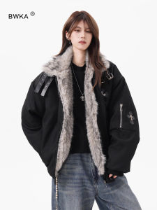 BWKA | American Gothic Cross Faux Fur Collar Thickened Winter Parka