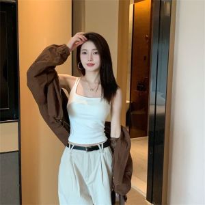 Womens Strap Vest New Style Double Strap Vest with Chest Pad Slimming Small Chest Sleeveless Top Summer 2025