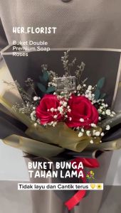 HER.FLORIST Double Premium Rose Soap & Dried Flower Bouquet / Bunga Sabun Rose 2PCS Premium & Bunga Kering