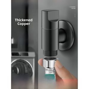 Full Copper High Flow Angle Valve for Washing Machine Taps Special Triangle Valve Anti Drop 4 Threaded Water Valve Switch