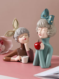 Nordic Luxury Entrance Butterfly Knot Girl Figurine Bedroom Decor Living Room Trendy Display Moving Marriage Gift Decoration