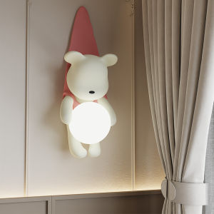 Resin Wall Lamp Living Room Bedroom Bedside Light Cute Little Bear Design Childrens Room Decoration Home LED Lighting Fixture