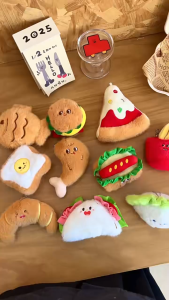 TasbagShop Cute Imitation Food Bag Pendant Plush Keychain Pendant French Fries Cake Creative Bag Charm