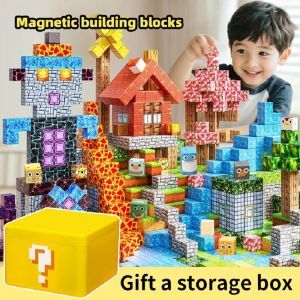 Magnetic building blocks toy storage box set - DIY assembly toys for children - building blocks for playing with tables Christma
