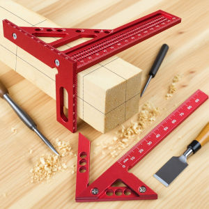2pcs Metric WoodworkingTriangle Ruler & Square Center Scriber 3D Multi-Angle Measuring Layout Ruler with Positioning Dowel Pin