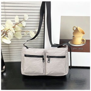 K-style New Small Square Bag Horizontal Zipper Easiest for Match Nylon Shoulder Bag Mobile Phone Fashion Casual Students Crossbody Bag