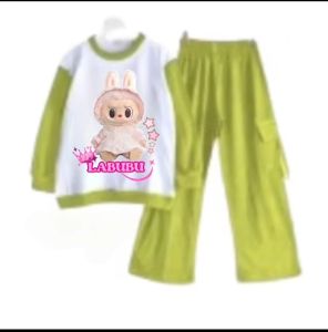 Baju Setelan Anak Perempuan LABUBU Usia 3-12 Tahun Terbaru Viral Kekinian