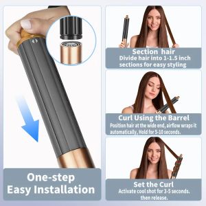 6-in-1 Hot Air Styler&Hair Dryer Brush Multi-Hair Styler Set with Auto-Wrap Curler Hair Styling Tools Gift for Women / Lovely