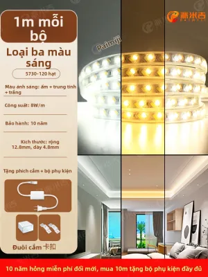 PAIMIJI | Dải Đèn LED 3 Màu 220v Chống Nước Tự Dính