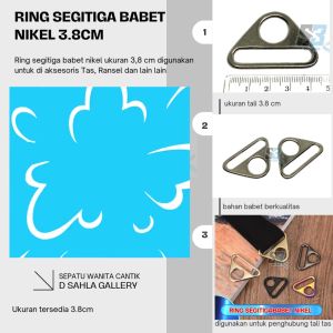 Ring Segitiga Bebet Nickel Cor 3.8 Cm Lusinan 12 pcs Untuk Aksesoris Tas Ransel Tali Webbing Murah 380 mm